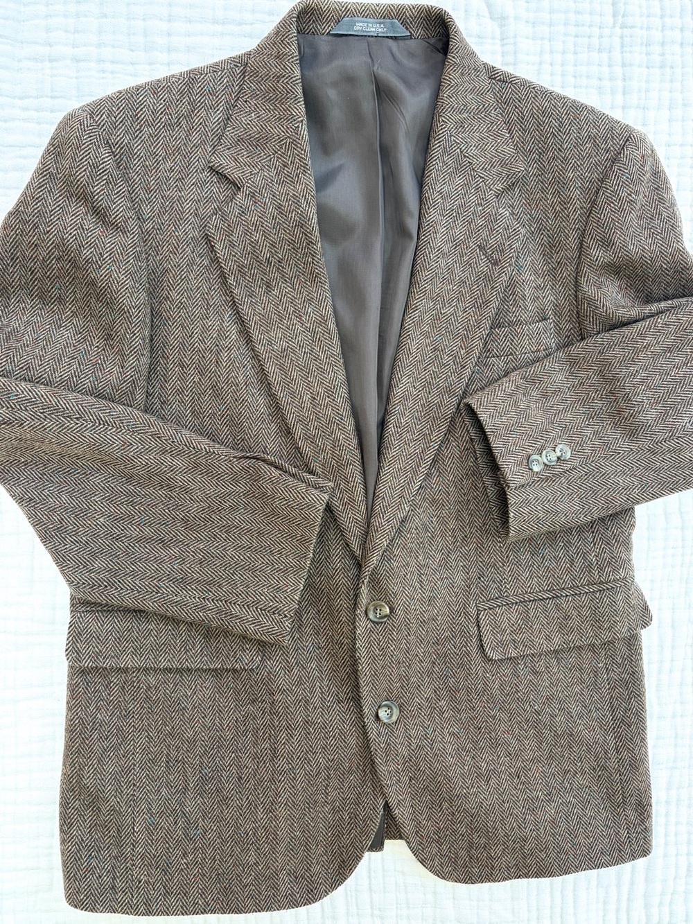 Vintage Haggar Imperial Herringbone Tweed Blazer USA Wool Sport Coat 42R